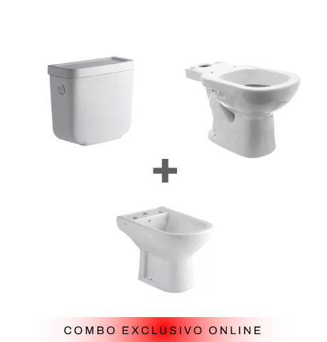 Combo De Sanitarios Dama Senso Con Bidet 3 Agujeros / Sin Asiento - Tapa  Roca